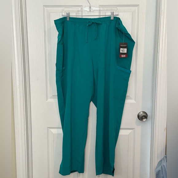 Women's EDS Essentials Drawstring Scrub Pants Teal 3X Petite - Picture 3 of 14
